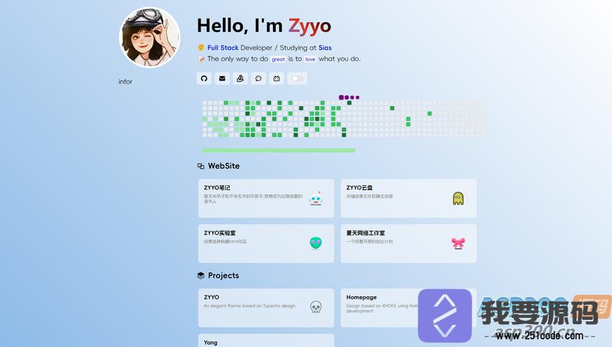 ZYYO主页1.0：多样式的简约低调个人主页