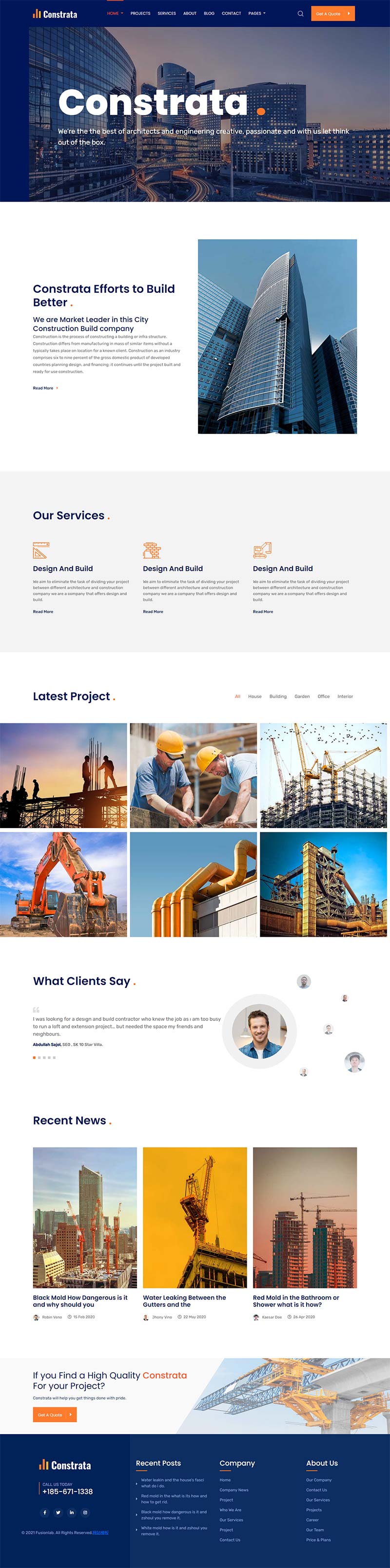 房产建筑工程企业静态html5网站模板